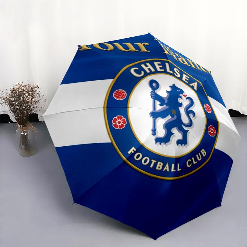 1 шт. Автоматический складной зонт - Chelsea F Индивидуальный узор с именем, Портативный и складной дизайн с 8 спицами, Рождественские и Новогодние подарки