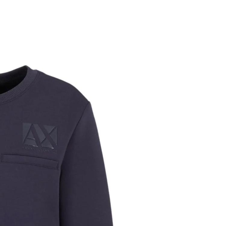 Armani Exchange FW23 Повседневная толстовка с длинным рукавом и круглым вырезом, с узором из букв с логотипом, женская толстовка, темно-синяя, 3DYM17-YJEPZ-1593
