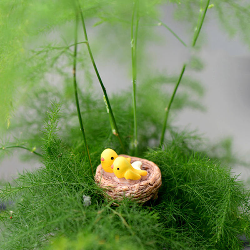 Mini Nest With Birds Fairy Garden Miniatures Gnomes Moss Terrariums Resin Crafts Figurines For Home Decoration Accessories