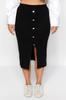 Женская юбка большого размера в стиле кэжуал из рубчатого трикотажа с деталями в виде черных и золотых пуговиц