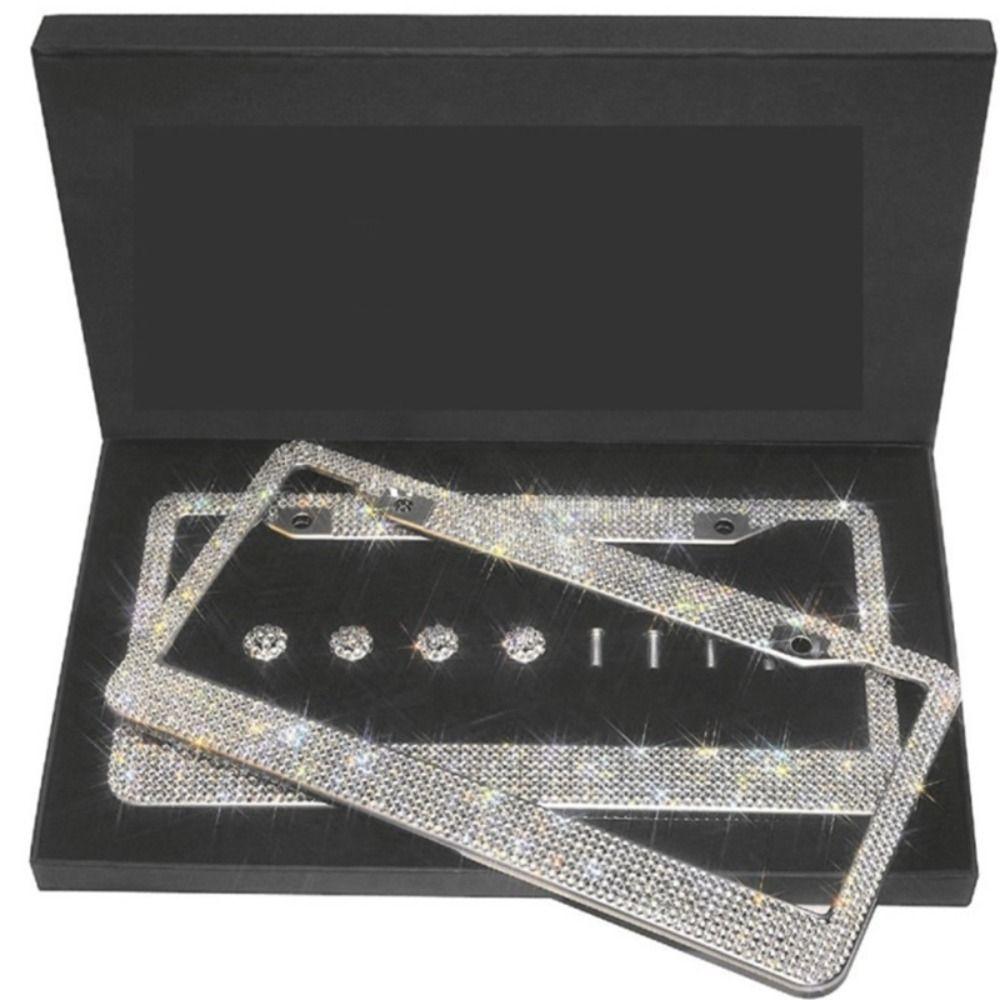 Блинг США. правила Автомобильный наружный декор Стразы Рамка номерного знака из нержавеющей стали Рамка автомобиля