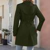 Women's Fashion Solid Color Collar Long Sleeve Double Breasted Windbreaker With Belt Coat