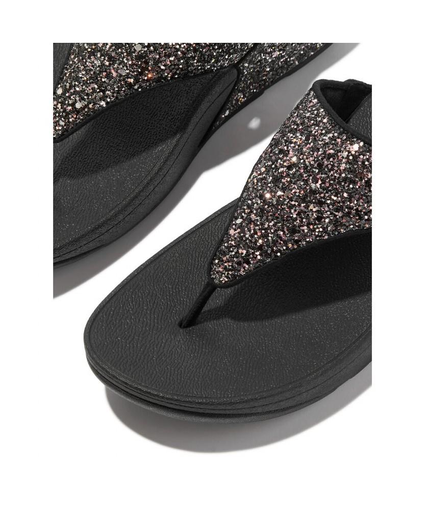 Женские сандалии Fitflop Lulu с блестками, разноцветные, с ремешком между пальцами - Черный Мульти (Ft61K2T015)