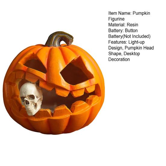 Хэллоуин тыква пожирающий череп фигурка с подсветкой жуткая светящаяся тыквенная голова статуэтка из смолы
