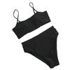 2 шт./компл. комплект бикини, однотонный трехточечный эластичный женский купальник на тонких бретелях
