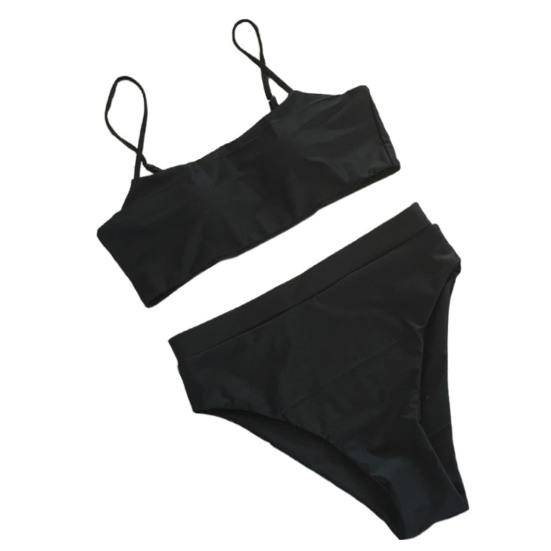 2 шт./компл. комплект бикини, однотонный трехточечный эластичный женский купальник на тонких бретелях
