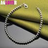 925 Sterling Silver 4mm Smooth Beads Bracelet Jewelry