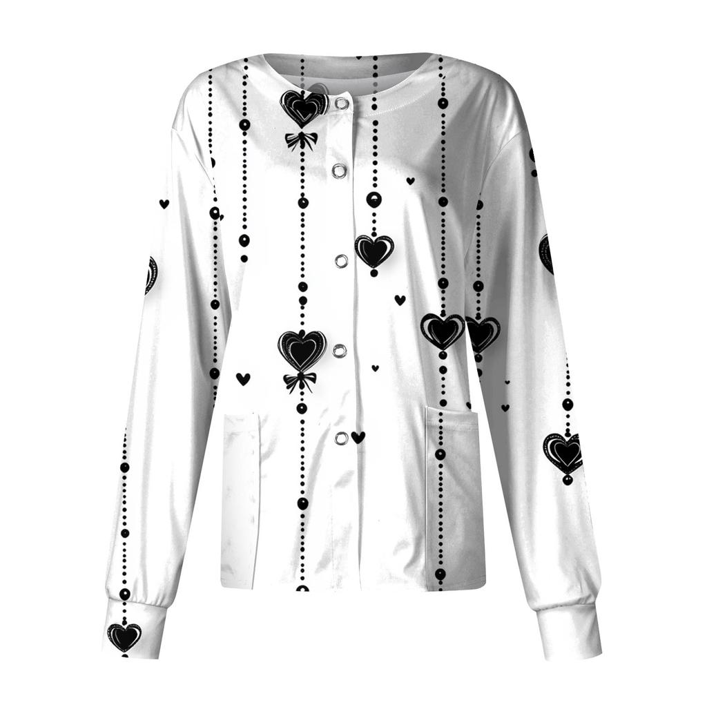 Женская повседневная модная куртка с длинным рукавом, воротником-стойкой, на одной пуговице, с принтом ко Дню святого Валентина, рабочая куртка, топы