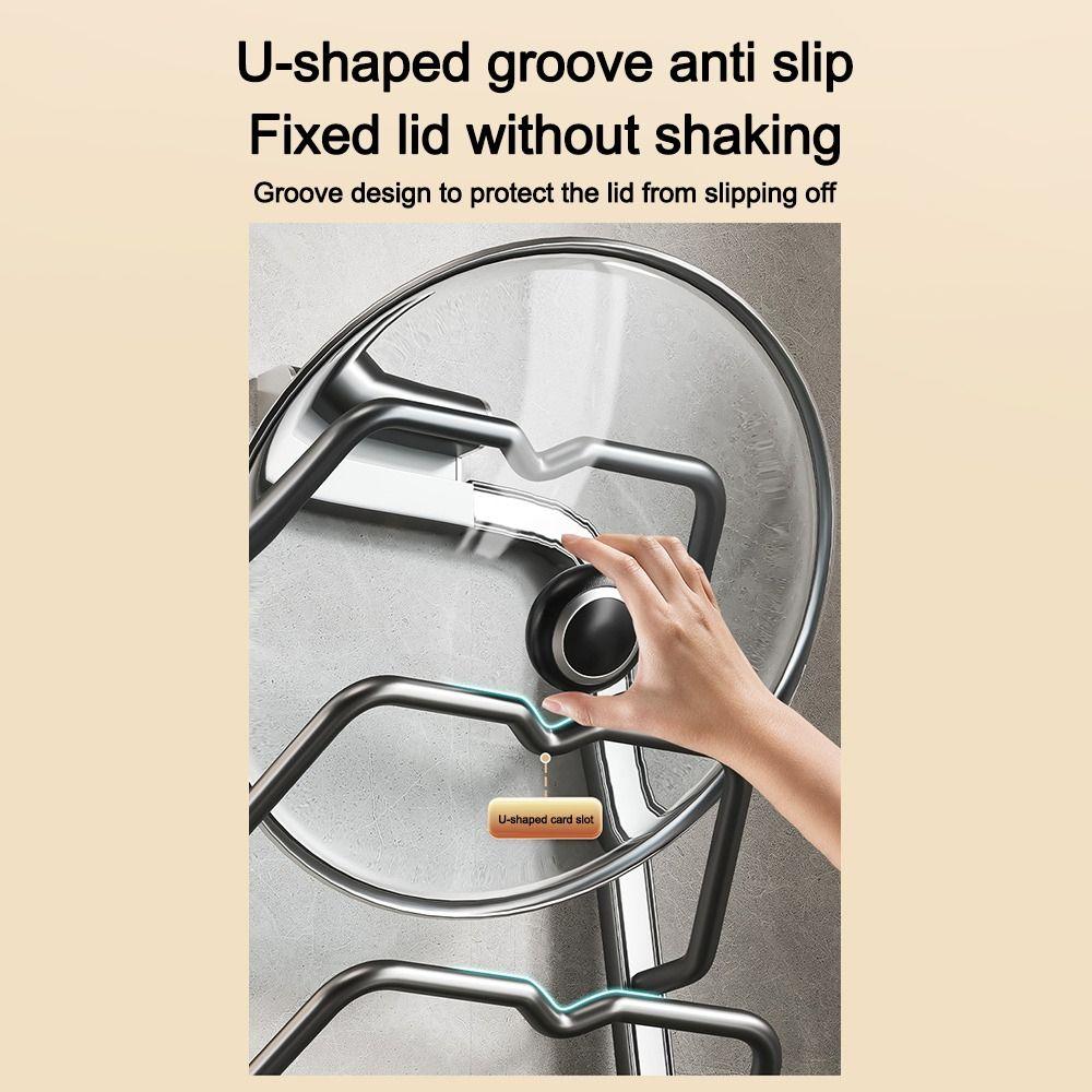 Wall Hanging Pot Lid Holder Multi-Layer Pot Cover Rack Durable Pot Lid Storage Rack for Kitchen