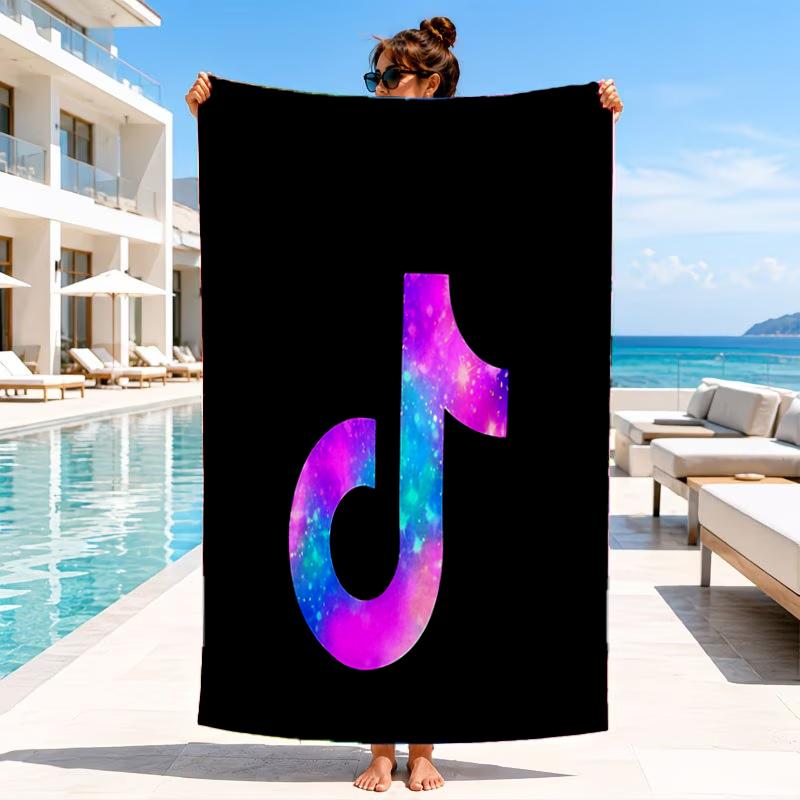 Neon music note Beach Towel, Microfiber Beach Towel, Perfect For Pool, Beach, Travel, Home Decor Beach Party Fan gifts