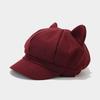 Cute Cat Ears Cat Ear Hat Adjustment Women Hat Retro Unisex Octagonal Cap  Artist