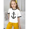 Летняя детская одежда для девочек Футболки с изображением якоря и морской тематики Детская футболка для девочек 10 лет Детская верхняя одежда с рисунком