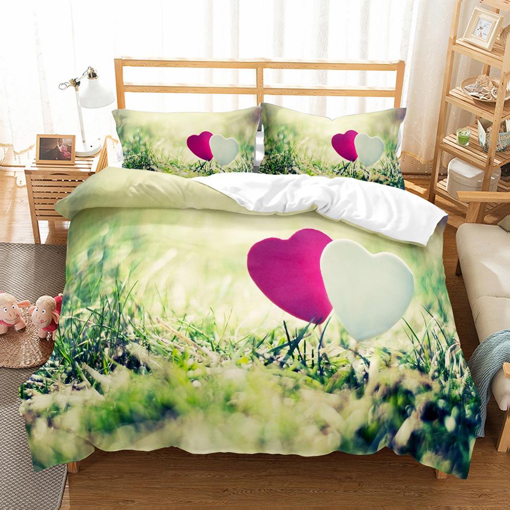 Пододеяльник из полиэстера с любовным сердцем, комплект размера кинг, квин, твин, фулл, романтическая тематика, большое любовное сердце для детей, девочек, мальчиков, женщин, постельный комплект