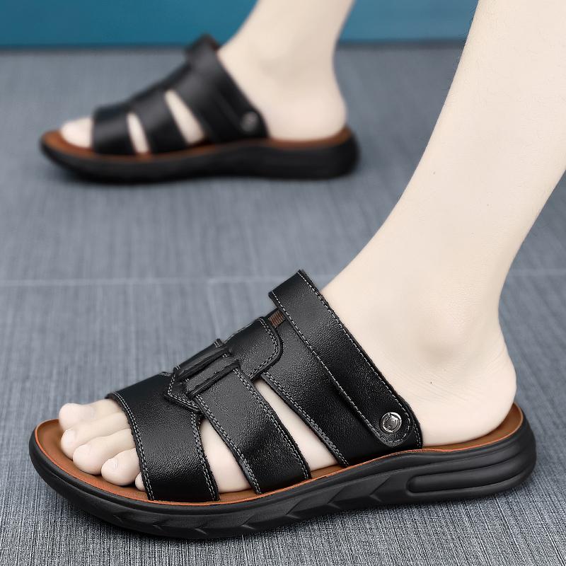 Модные мужские сандалии Новые летние легкие мужские туфли из натуральной кожи Удобные пляжные сандалии Модная повседневная обувь Кроссовки