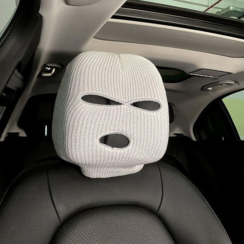 Universal Car Seat Headrest Cover Balaclava 3Hole Full Cover Halloween Christmas Funny Car Decoration