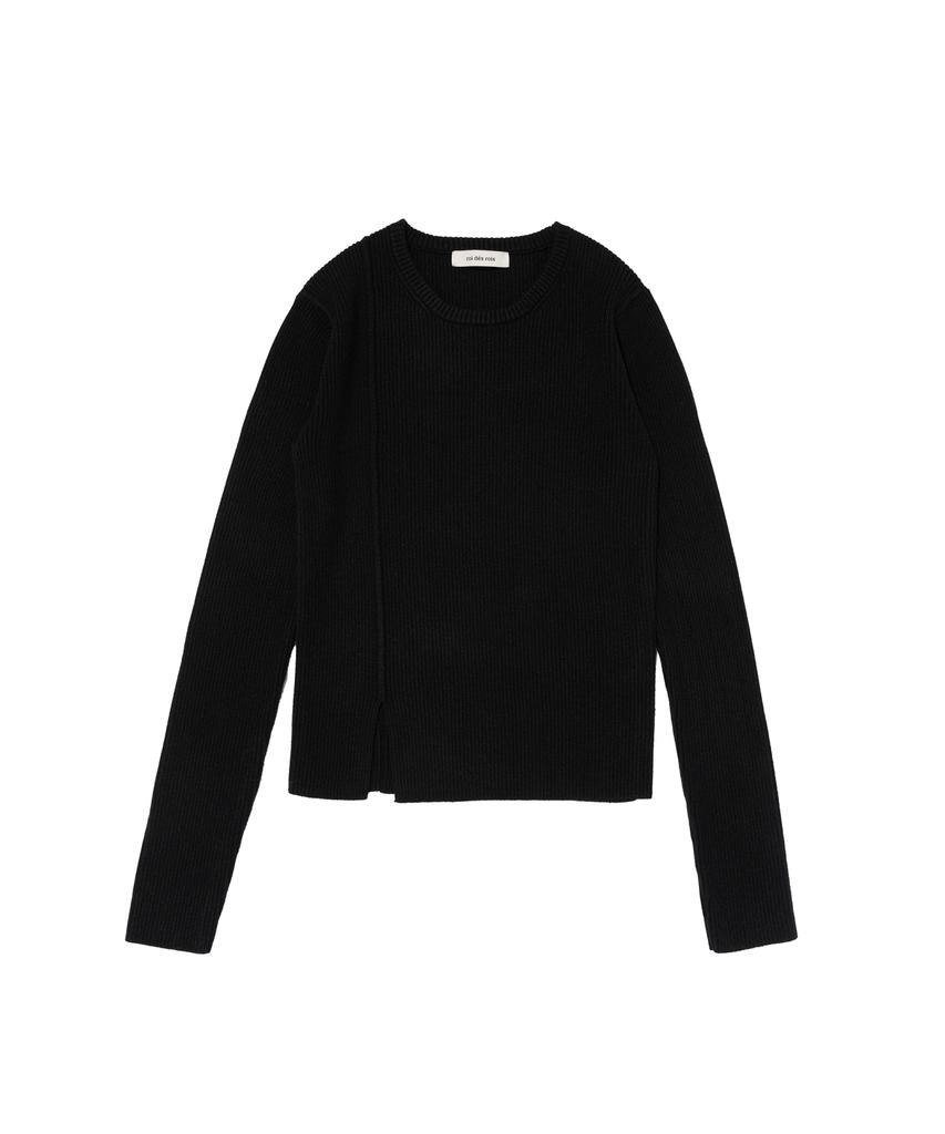 ROIDESROIS Scarf Set Round Neck Ribbed Knit (Black)