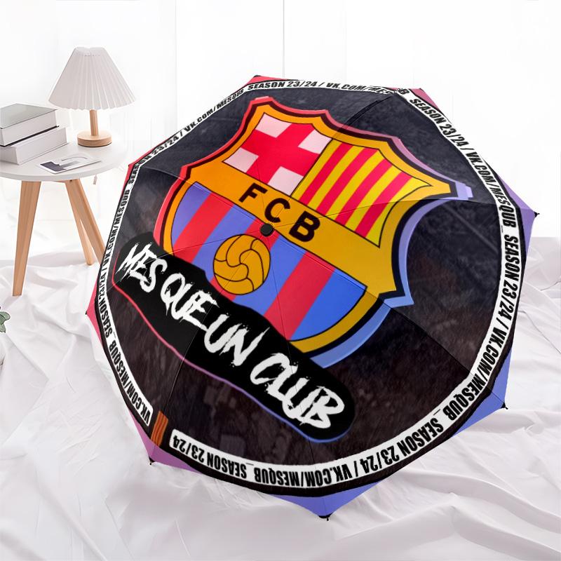 Узор FC Barcelona, автоматический складной зонт, портативная и складная конструкция, 8 спиц, рождественский или день рождения подарок.