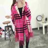 Свитер новый женский плащ свободный клетчатый толстый теплый классический верхний наряд вязаная летучая мышь рубашка с кисточками шаль жакет