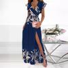 Elegant European & American V-Neck Long Split Waist Dress