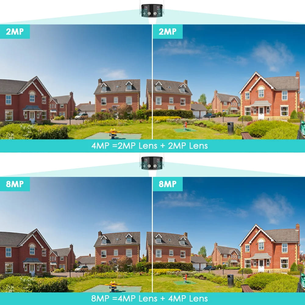 IP-камера с двумя объективами 8 МП, 4K, сверхширокоугольный угол 180°, защита Wi-Fi, искусственный интеллект, обнаружение человека, наружное наблюдение, приложение ICSEE