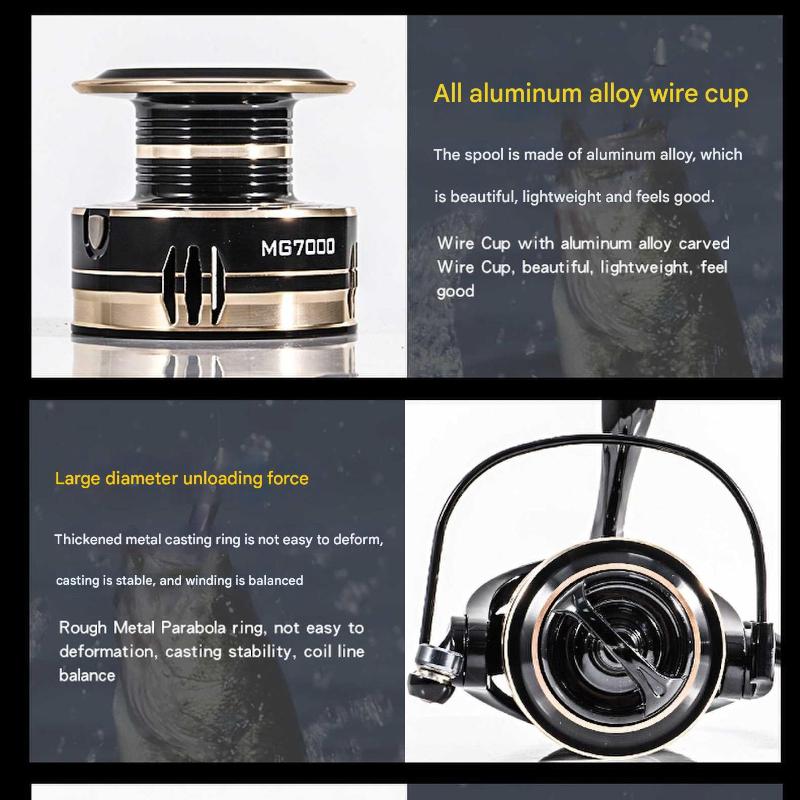 Спиннинговая катушка Mavllos MG Скорость 5.2:1 Плавный Дальний Заброс Сверхпрочный для Крупной Рыбы Металлический Корпус с ЧПУ Двойные Подшипники Рыболовная Катушка