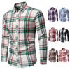 Men's Classic Retro Plaid Shirts Long Sleeve Shirt Jacket Casual Business Plaid Shirt for Men Lightweight Work Lapel Shirts