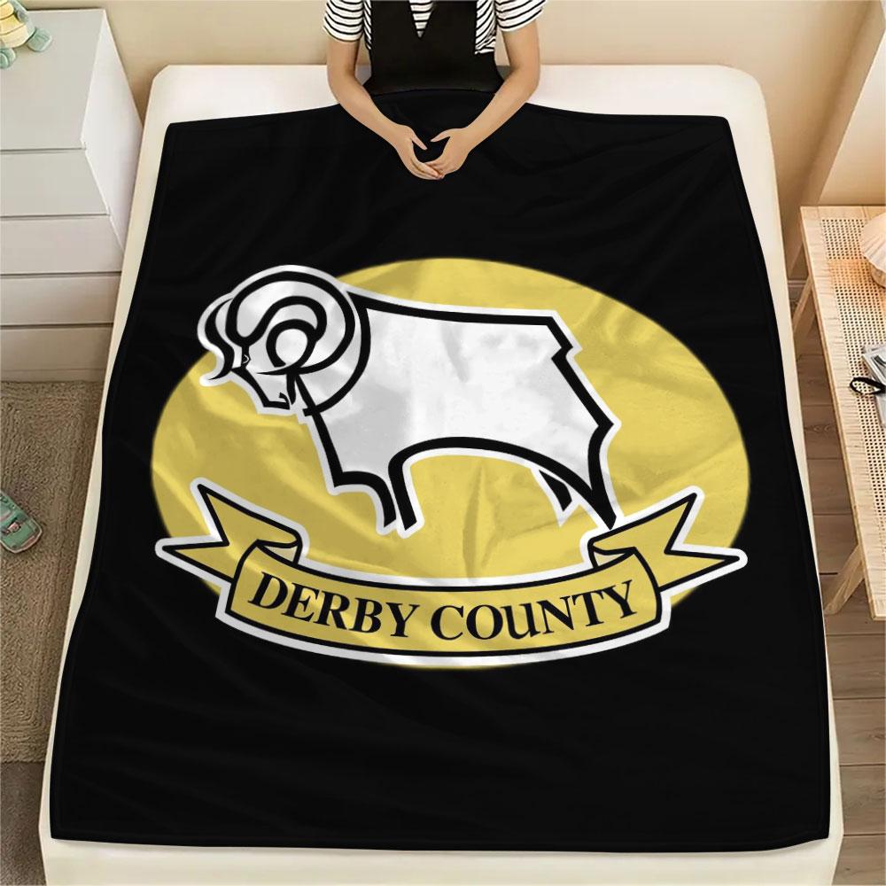 Фланелевое одеяло с принтом логотипа Derby County FC, мягкий плед для спальни и дивана, моющееся, сувениры для футбольных фанатов, отличный подарок.