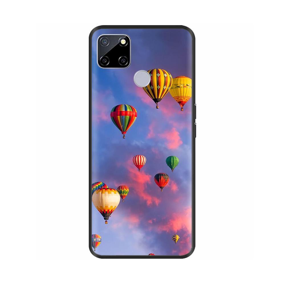 Чехол для Realme C25 C25s Мягкий Милый Чехол для OPPO Realme C25Y C21Y Силиконовый Черный ТПУ Чехол для Телефона Для OPPO Realme C21 Цветочный Чехол