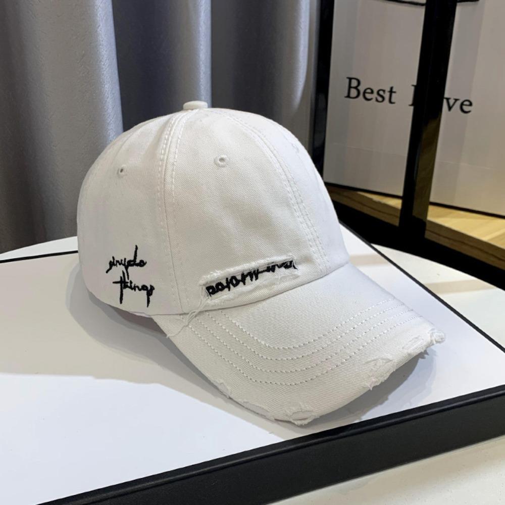 Letter Embroidery Sunscreen Cap Washed Cotton Trend Hat Versatile Embroidery Hat Unisex