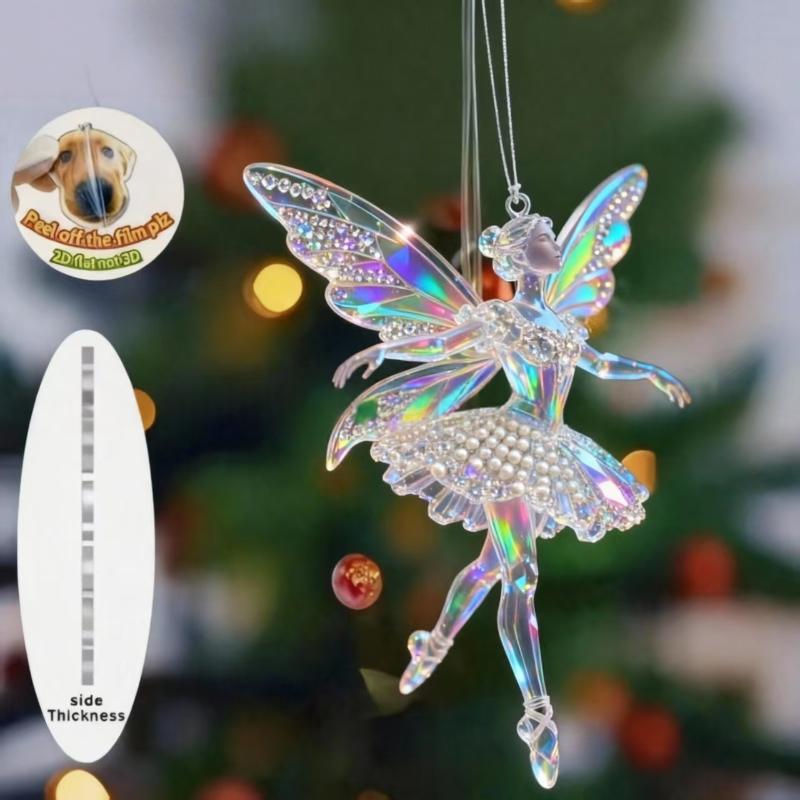 Блестящие 2D акриловые подвески Балерина Симуляция Рождественские елочные подвески Подвеска-шарм для зеркала заднего вида автомобиля Украшение Орнаменты