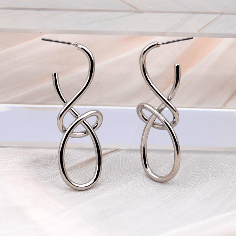 Fashion Simple Design Twisted Irregular Drop Earrings, Women's Personalized Daily Versatile Zircon Accessories