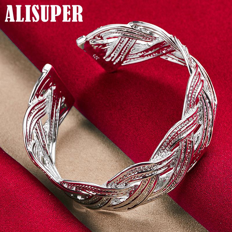 Ювелирные изделия из стерлингового серебра 925 пробы, 27 мм, переплетенная сеть, браслет