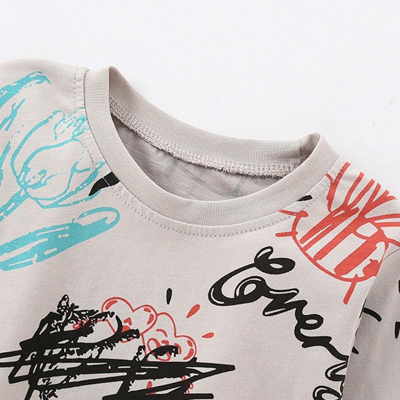 Malwee Boys Long Sleeve T-Shirt Cartoon Animal Print Crew Neck Cotton Top Kids 3-8 Years