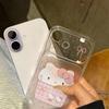 Мягкий чехол для телефона Hello Kitty в горошек для Apple 17promax 16 15 14pro - Дизайн с большим окном