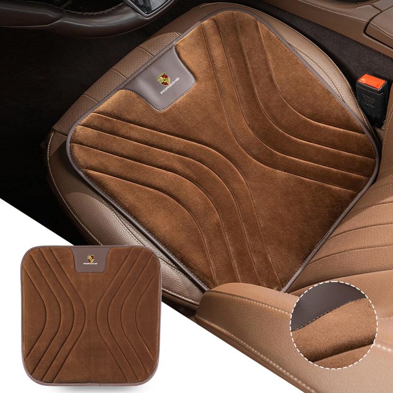 Автомобильная подушка на сиденье Утолщенная Изоляционная Фланелевая Плюшевая Подушка на Сиденье Для Porsche Macan 911 718 Taycan Panamera Cayenne Boxster Cayman