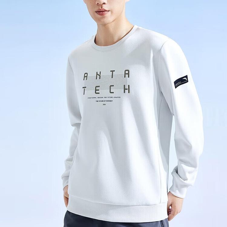 Anta Толстовка с длинным рукавом Lifestyle Series Letter, мужская толстовка, прозрачная, ветро-серая 152337713-1