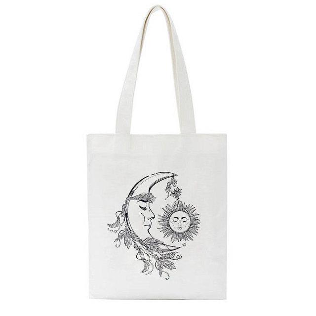 Korea Ulzzang Fun Skeleton Female Shopping Canvas Tote Casual Large-capacity Cartoon Women Bag Harajuku Punk Shoulder Bags