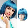 Women Colorful Short Straight Wig with Bangs Natural Heat Resistant Costume Party Girls Cosplay Bobo Synthetic Hair