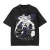 Стирка Футболка Мегуми Фусигуро JJK Аниме Хип-Хоп Ретро Футболки High Street JJujutsu KKaisen Streetwear Футболка для Унисекс