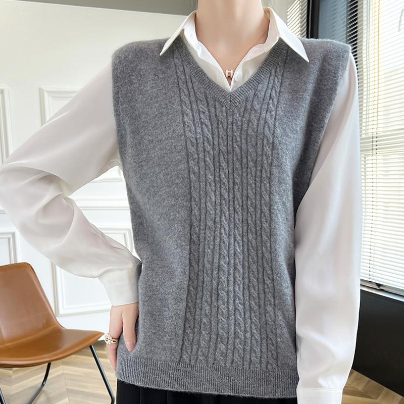 Женский кашемировый жилет Qinghe Cashmere 30% кашемир 70% шерсть осенне-зимний кашемировый жилет мягкий и теплый