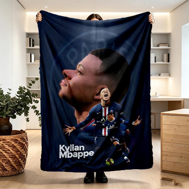 Kylian Mbappe Print Blanket - Soft & Comfortable, for Bedroom, Travel, Sofa, Home Decoration - Birthday Christmas Gift for Friend