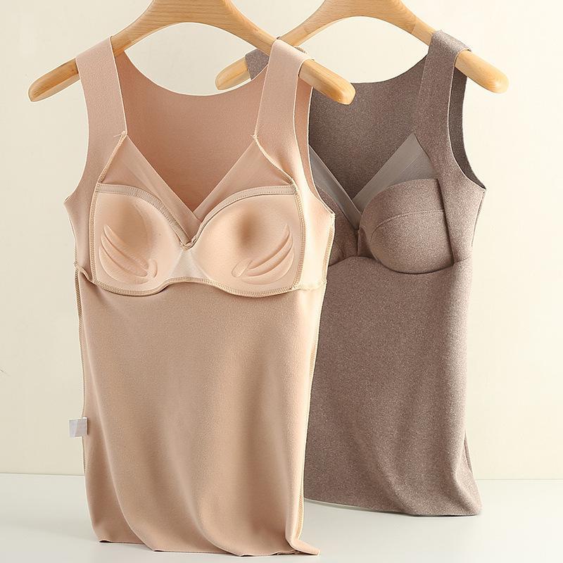 Бесшовный утепленный цельный жилет из немецкого бархата с отделкой без чашек для осени/зимы.