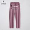 GAGN Летние женские брюки большого размера из ледяного шелка - Тонкий стиль, для матери среднего возраста, Прямые, Длинные повседневные брюки для 200 цзиней.