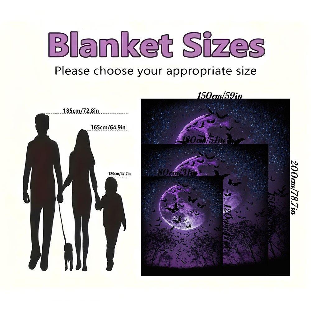 Purple Moon Butterfly Wall Art Print Poster DecorBlanket Flannel Throw Blanket for Sofa, Bed, Travel, Camping, Office