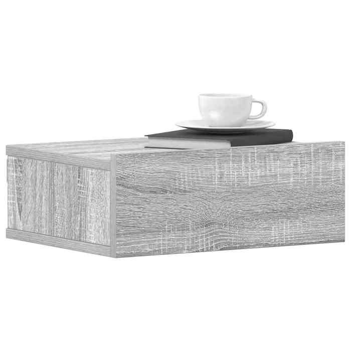Table de chevet murale - Maison Exclusive - Sonoma gris - Lot de 2 - 40x30x15 cm