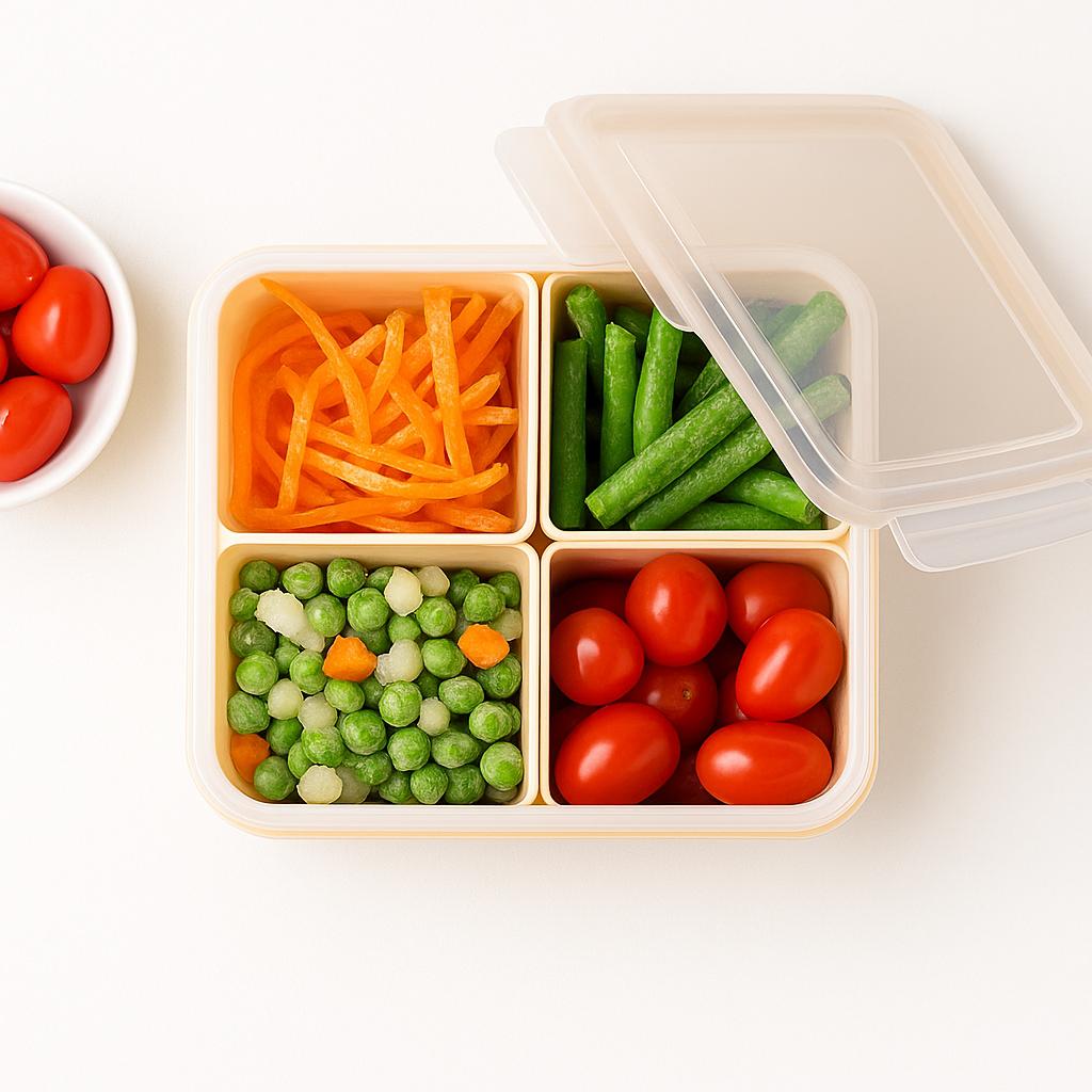 Maximize Your Meal Prep: Divided 4-Compartment Square Food Container (1.1L)