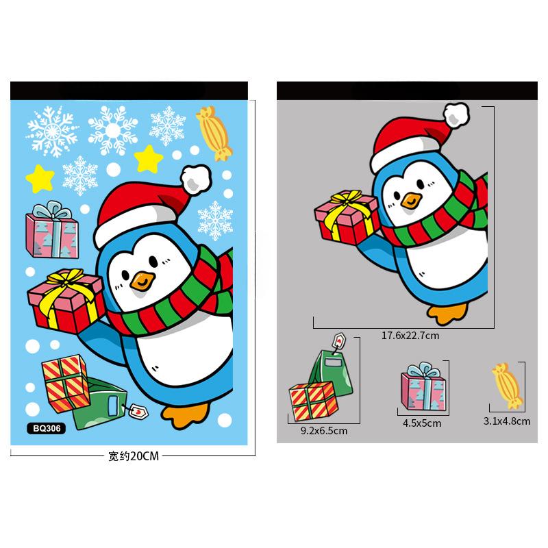 Christmas Decoration Window Stickers Cartoon Elk Santa Claus Snowman Xmas Mirror Stickers Merry Christma Sticker New Year