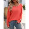 Autumn Casual Contrasting Color Pullover Knitted Top 2024 New Women's Clothing Round Neck Long Sleeved Sweater