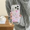 Милый Кавайный Фиолетовый Блестящий Цветочный Чехол для Телефона iPhone 17 16 15 14 Pro Max Пастельный Цветочный Принт Защитная Крышка для Девочек