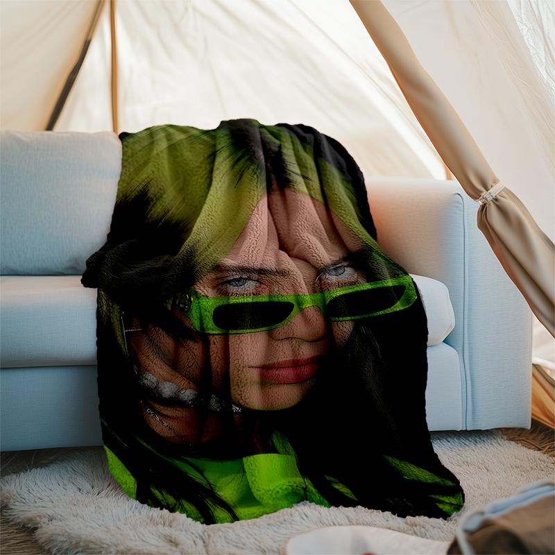 Billie Eilish Theme Printed Blanket - Perfect for Couch, Bed, Travel & Outdoor Use | Machine Washable, Cozy & Durable.